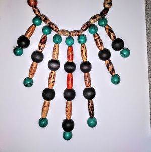 Native American style Wood Bead Necklace